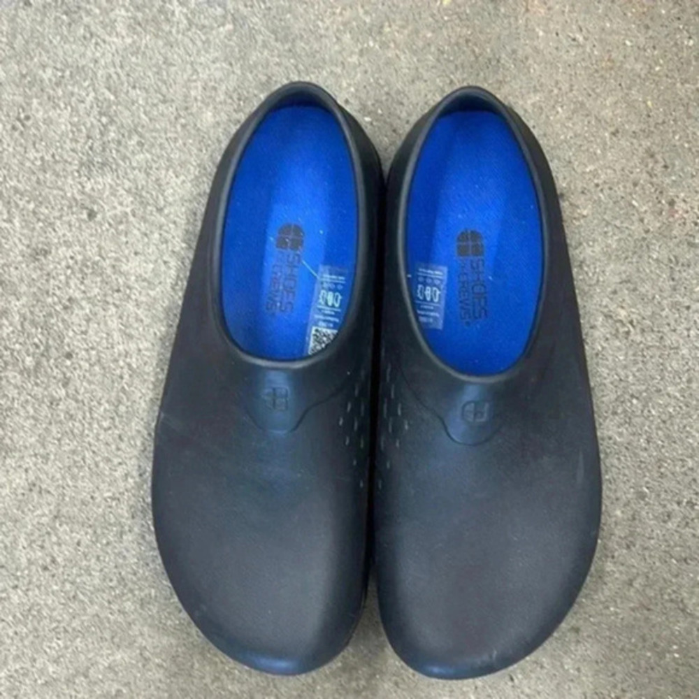 Shoes For Crews Black Slip-On Loafers with Blue Insole